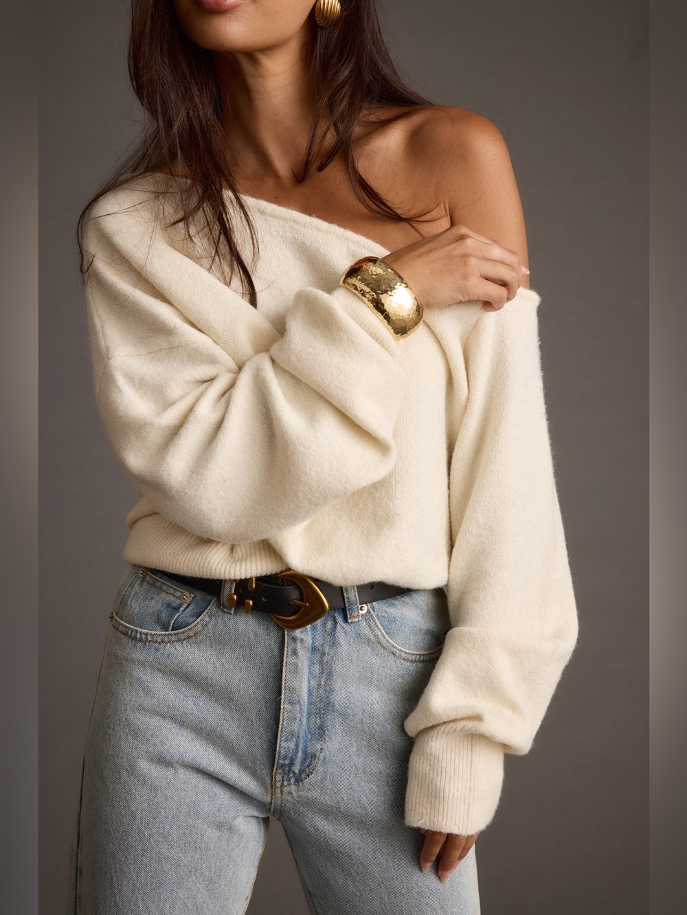 12th Tribe Margot Cream Asymmetrical Sweater - Size S - Picture 5 of 16